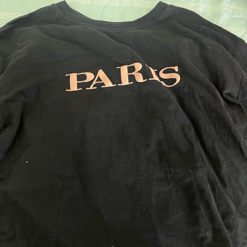 Black T-Shirt with Paris Print